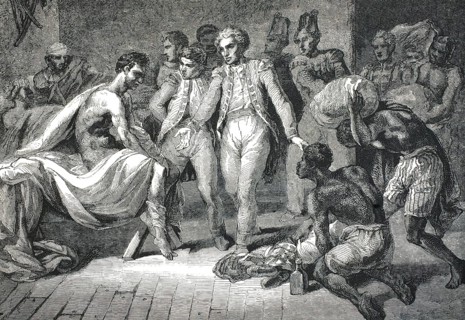 The Méduse sailors detained by the British. The scene shows the surviving engineer-geographer
