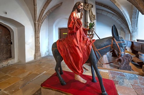 Palmesel around 1500, in the church of the Assumption of Mary, late Gothic hall church, 15th