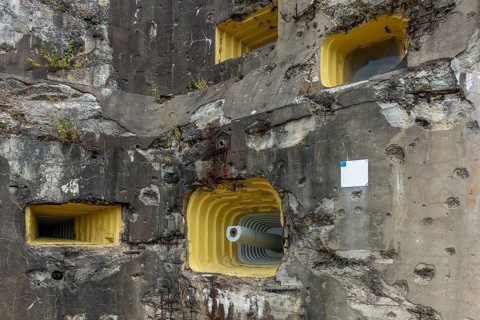 Battle-scarred entrance of Fort Eben-Emael, Belgian WW2 fortress neutralized by German paratroopers