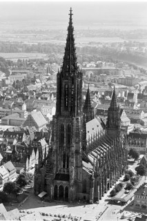 Historical aerial view of Ulm Danube with Münster from 1961, Ulm, Baden-Württemberg, Germany