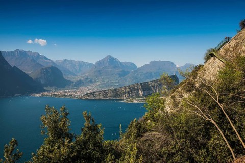 Panorama, Busatte Tempesta, hiking trail, Torbole, Lake Garda, Trento, Trentino-Alto Adige, Italy