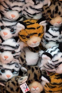 Stacked plush toys, Nuremberg Zoo, Middle Franconia, Bavaria, Germany