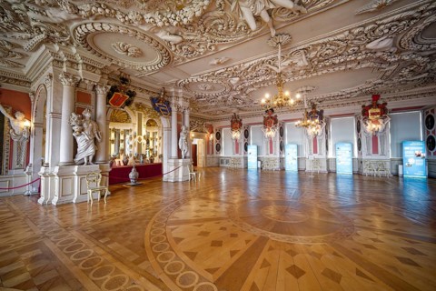 Panel room, ballroom, Friedenstein Castle, former residence of the Dukes of Saxe-Coburg and Gotha,