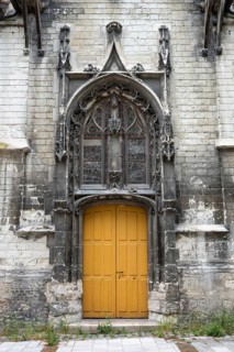 Detailed view, side portal of the Saint Nizier church in the old town of Troyes, Aube department,