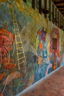 Mural in the cloister of the collegiate church, Eglise Collegiale in Saint Émilion, France