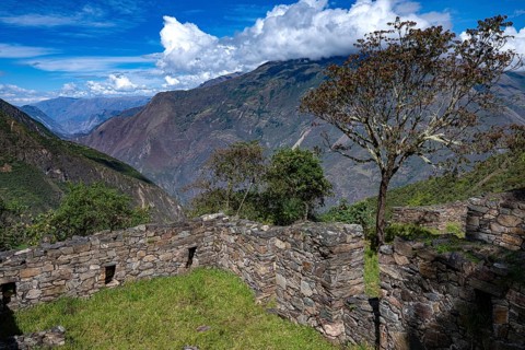 Historic Inca city, fortress, Choquequirao, also Choquequirau, in the mountain jungle, cultural,