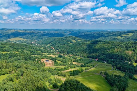 Landscape on the Owl Mountains, Gory Sowie, part of the Silesian Central Sudetes in southwestern