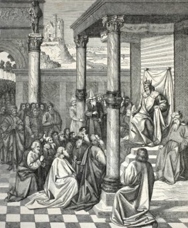 19th century copper engraving depicting the scene The Clemency of Cyrus. Picture depicts the