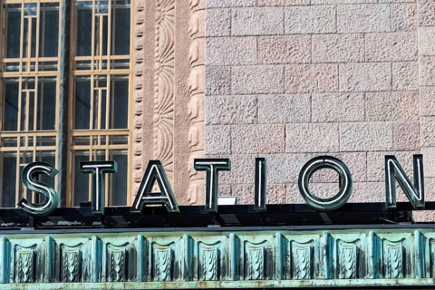Letter station, entrance to Helsinki Central Station or Helsingin päärautatieasema, Finland