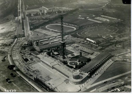 Berlin, exhibition halls, partly under construction, television tower, aerial view, background AVUS
