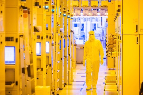 Clean room of Infineon Technologies AG's new Smart Power Fab in Dresden on June 10. The Smart Power