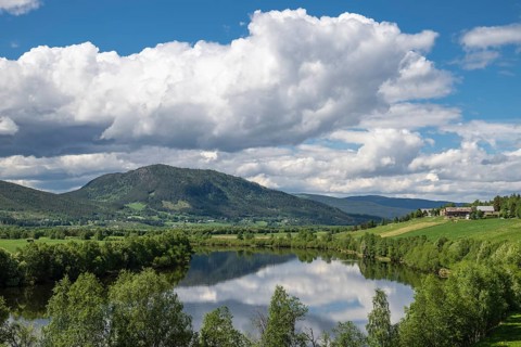 Cloud reflection in the River Glomma (Glåma), Alvdal, Hedmark, Innlandet, Norway, June 2026