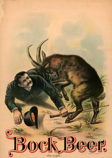 Advertising poster, beverage advertisement, advertising poster for bock beer with the title Man and