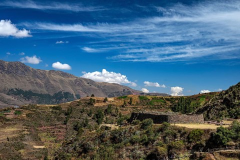 Tipon Inca Archaeological Site, Terraces and Ruins, Inca Architecture, Cusco Region, Southern Peru,