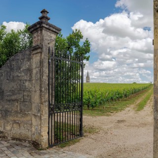 Entrance gate to a vineyard near Saint Emillion, Gironde, France