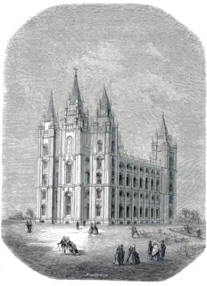 Historical illustration showing the Salt Lake Temple of The Church of Jesus Christ of Latter-day