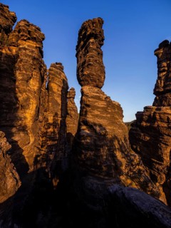 Rock towers of Hercules columns made of weathered sandstone in the Biela Valley,