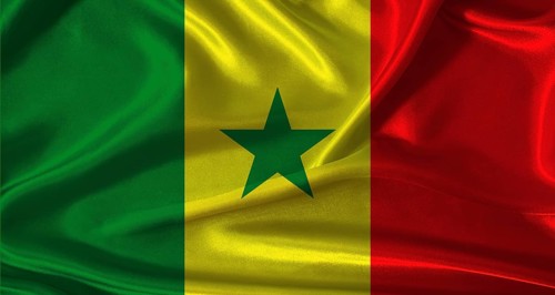 National flag of Senegal with cloth texture. Senegal flag with realistic texture background