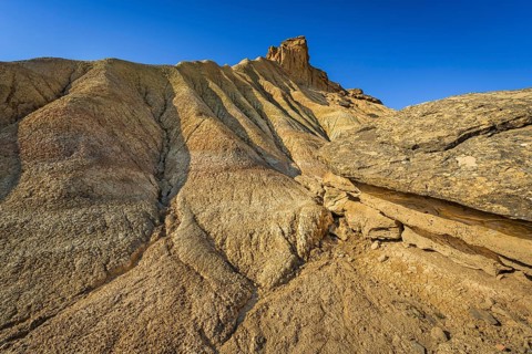 Rock formation in Bardenas Reales nature park Park, Navarra, Spain