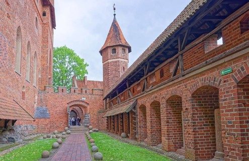Interior view of Malbork Castle. The Malborku Castle, Zamek w Malborku, is a neo-Gothic lowland
