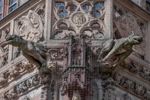 Gargoyles, no function at the Church of Our Lady, Hauptmarlkt, Middle Franconia, Bavaria, Germany
