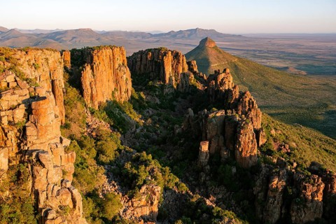 View of the Valley of Desolation, eroded rock needles from Dolorit, Camdeboo National Park,