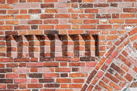 Brick wall, cathedral, Episcopal Church of the Swedish-speaking Evangelical Lutheran Diocese of