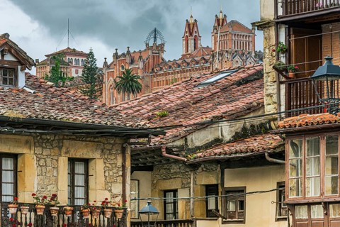 Old town and the Pontifical University in Comillas, Cantabria, Spain