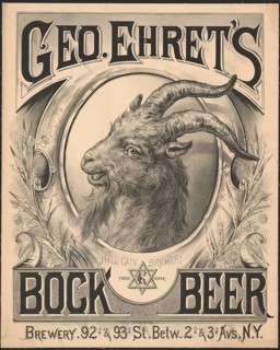 Advertising poster, beverage advertisement, advertising poster from 1888 promotes bock beer from