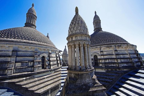 On the roofs of Saint-Front Cathedral in Périgueux, Dordogne department, Nouvelle-Aquitaine region,
