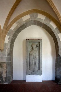 Interior view, tombstone, Bishop Anselm von Nenningen, Bishop of Augsburg, cloister, Blaubeuren