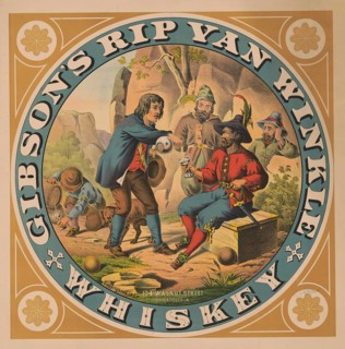 Advertising poster, beverage advertisement for Gibson's Rip Van Winkle whiskey from 1882. The