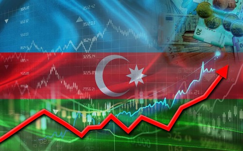 Azerbaijani economic growth on financial graph. Azerbaijan financial growth on market graph