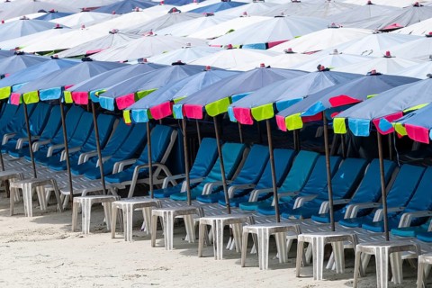 Sun loungers and umbrellas, Koh Larn, Thailand
