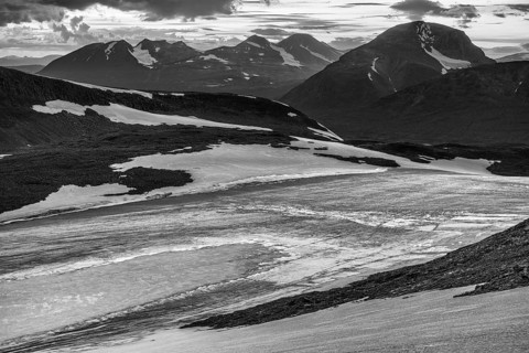 The Alep Ruohtesjiegna glacier, Sarek National Park, Laponia World Heritage Site, Norrbotten,
