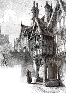 The entrance gate to Lord Leycester Hospital in Warwick. Not a medical hospital in the modern