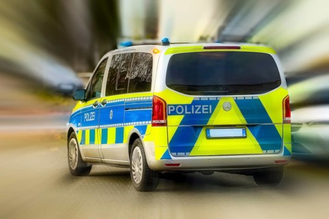 Dynamic photo with speed effect of speeding police car Police car Emergency vehicle patrol car,