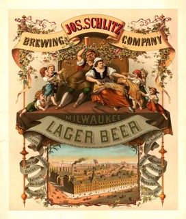 Advertising poster, beverage advertisement, advertising poster for the Jos. Schlitz Brewing Company