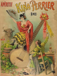 Advertising poster, beverage advertisement, vintage advertising poster from 1895 promotes Kina