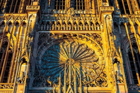 Facade of the cathedral, Strasbourg, Alsace, France