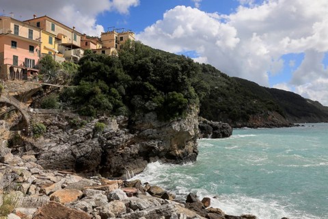 Coast on the Gulf of La Spezia, Mediterranean Sea, Tellaro, village of the municipality of Lerici