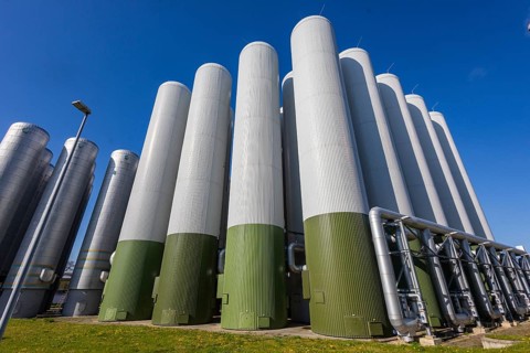 Innovationskraftwerk Dresden-Reick Hot water storage for district heating, Dresden, Saxony, Germany