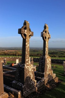 Cemetery and ruins of the monastery church on the Hill of Slane, Leinster province, Ireland
