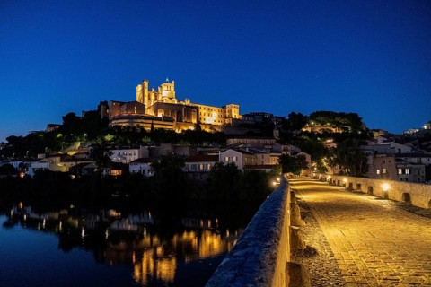 Castle at setting sun, Béziers, France