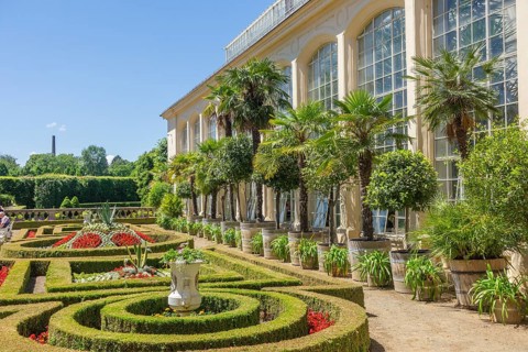 Garden in front of the palm house, Kromeríž, Zlínský kraj, Czech Republic