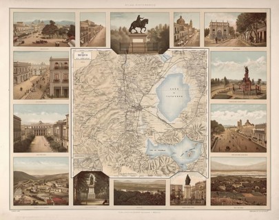 Map and localities, Mexico, around 1900, illustration, reproduction from a 19th century model.