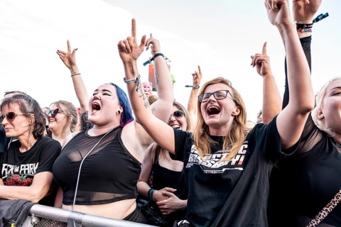 Fans celebrate at Electric Callboy at Rock im Park on Zeppelin Field in Nuremberg on 05.06.2026