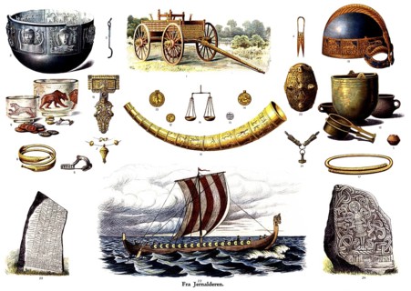 Archaeological finds, everyday objects and ways of life from the Scandinavian Iron Age, including