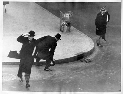 New York, Financial District, Storm, Where is My Hat, Snapshot, Three men in cloaks and hats