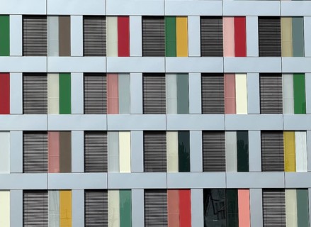 Luisenblock West Parliament Building in Berlin. Architecture, façade. Timber modular office